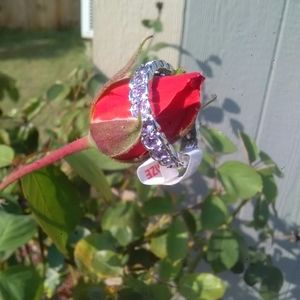 Lab created Amethys with white topaz ring